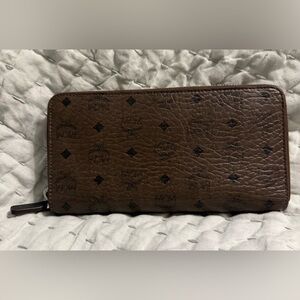 MCM Dark Brown w/ black logo Leather Wallet